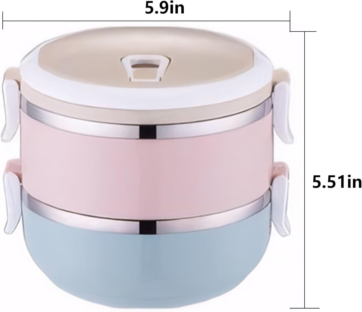 Portable Thermal Lunch Box: 304 Stainless Steel Thermal Lunch Containers, Leakproof Stackable Bento Box Adult, Food Storage for Office Outdoor Travel (2 Layers)