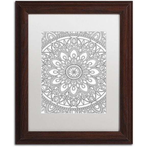 Trademark Fine Art "Delightful Mandala" Canvas Art by Hello Angel, White Matte, Wood Frame