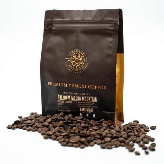 Mocha Mountain Yemen Coffee - Dark Roast - Ground Coffee - Sweet Apricot, Cinnamon & Clove - 8 oz