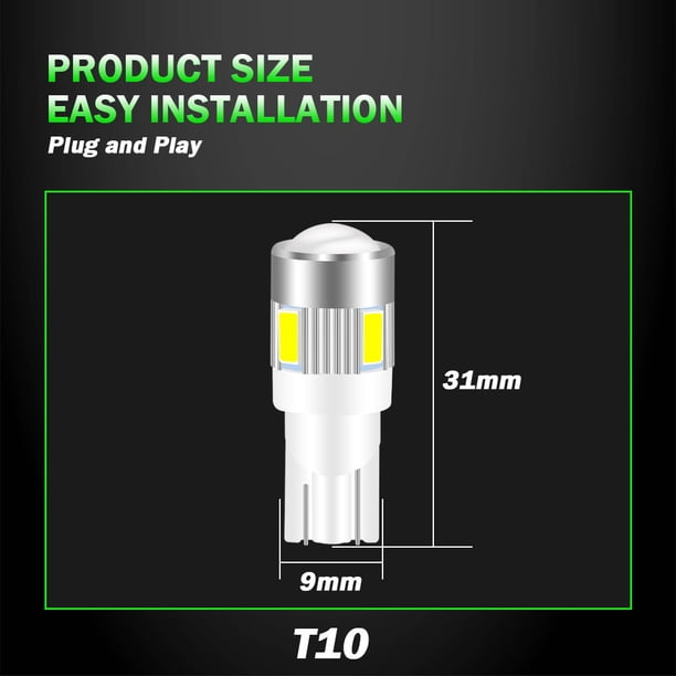 BhoiMo Nuevo 6SMD LED T10 W5W 194 168 Interior Del Coche Cúpula Indicador De Señal BA9S T4W Cola Tronco Leer Parada Mapa Trasero Luz 5630 Puerta Placa De Matrícula Lámpara De Parque De Motocicleta Bom huangjie unisex