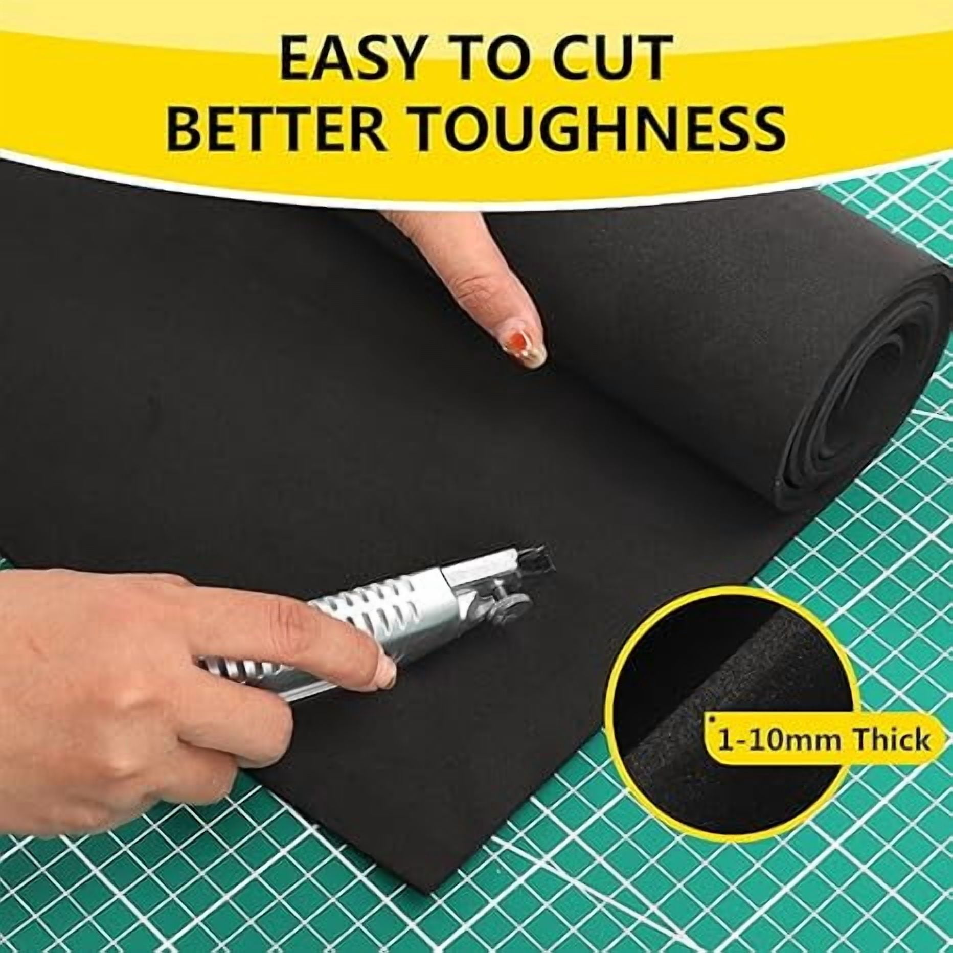 2-Pack 2mm EVA Foam roll, 1mm-10mm Black Cosplay Foam Sheets, 49"x13.5" Foam Papper for Halloween Costume, Crafts, DIY Projects with High Density 86kg/m3 (2PCS 2mm Black)