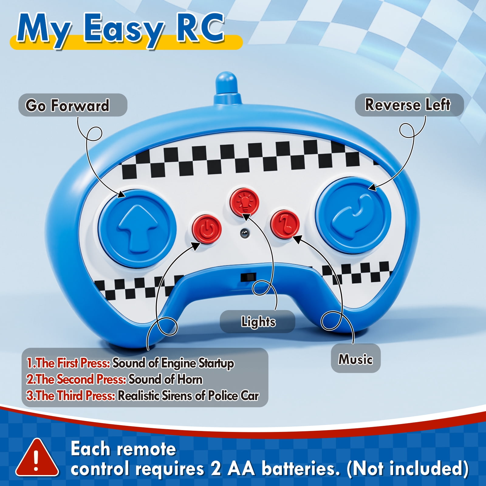 Toys for 2 Year Old Boys Toys, Rechargeable Remote Control Car for Toddler, Kids Toys Age 2 3 4 5, Police Car with LED Lights & Music, Gifts for Toddler Boys 18+ Months
