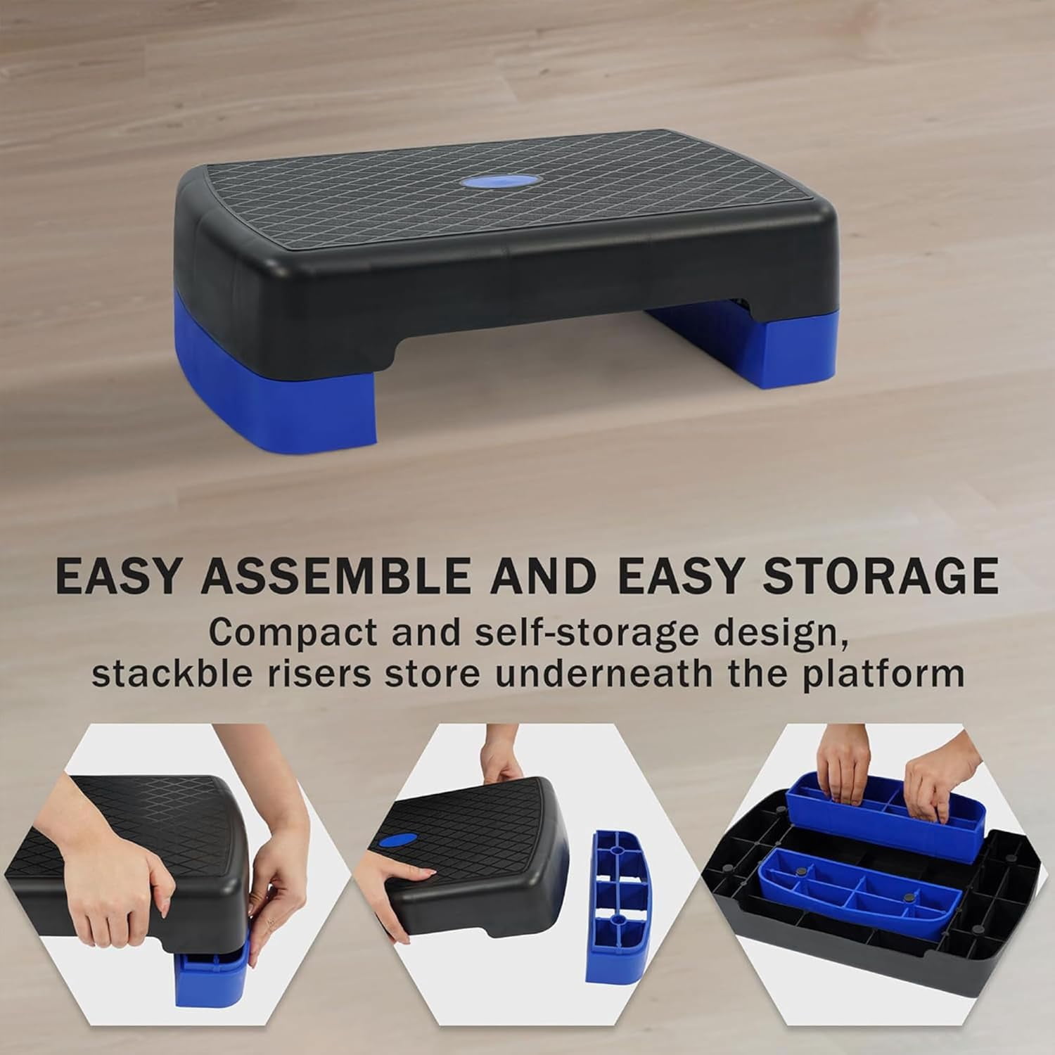 Aerobic Step Platform Trainer with Adjustable 2-Level Risers, 400 Pound Weight Capacity – Non-Slip Exercise Stepper for Cardio, Strength, and Fitness Workouts, 18-Inch, Multiple Colors