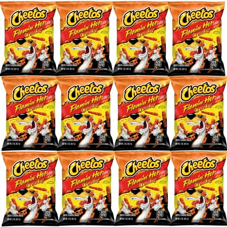 Cheetos Flamin Hot Crunchy Cheese Flavored Snack Chips, 2 oz Bags, Pack of 12, Bundled By Shoppyway