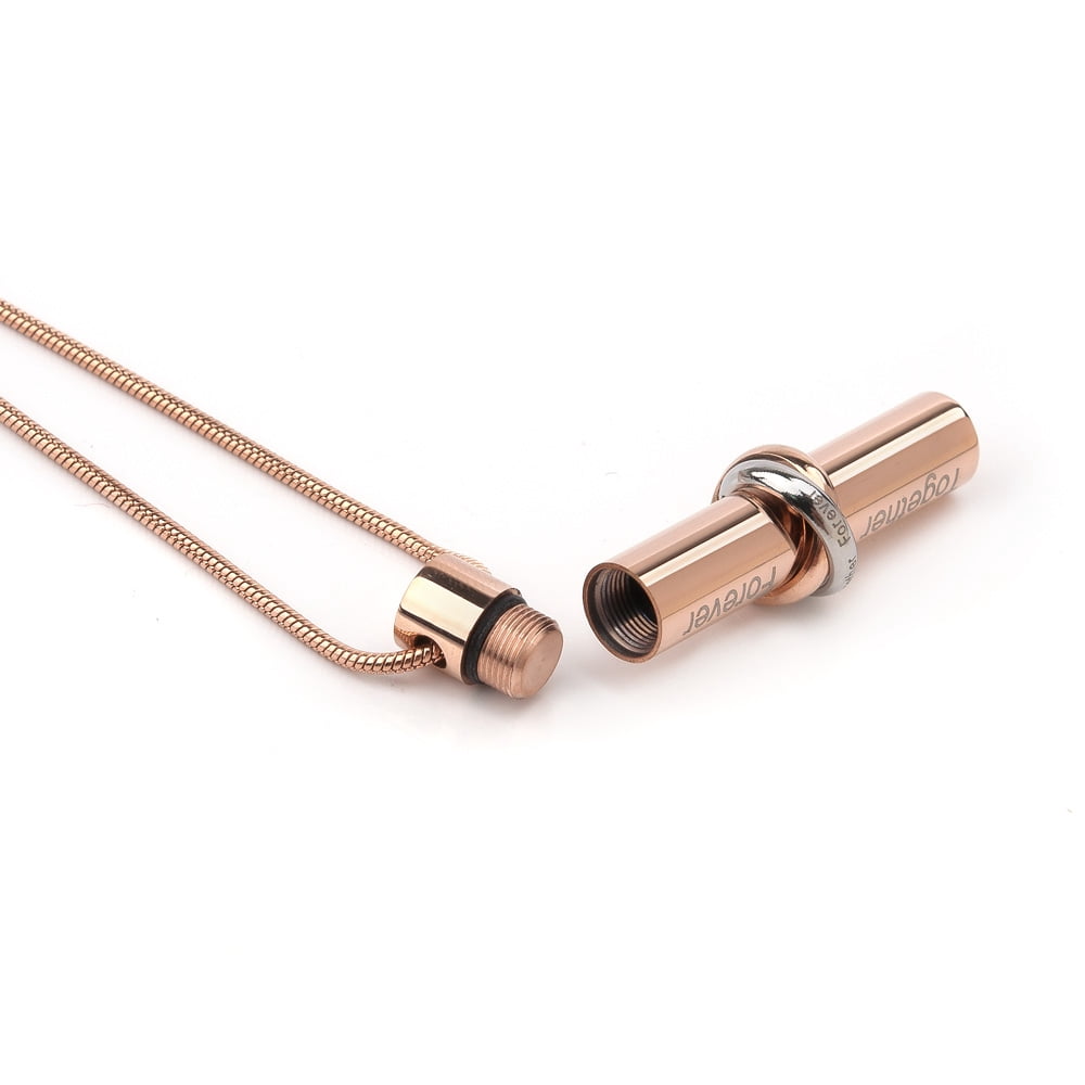 Anavia Rose Gold Together Forever Ring Cylinder Ashes Container Cremation Jewelry for Ashes Memorial Necklace