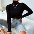 thumbnail image 5 of Women Sweaters Turtleneck Ribbed Knit Long Sleeve Slim Fit Pullover Tops Tee, 5 of 6