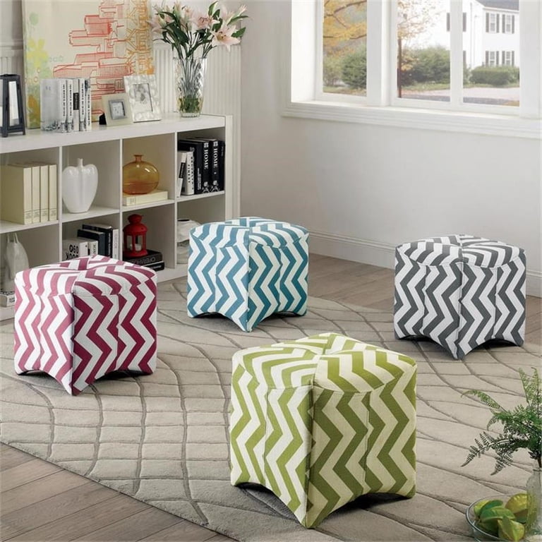 Bowery Hill Modern Contemporary Fabric Cube Ottoman in Red