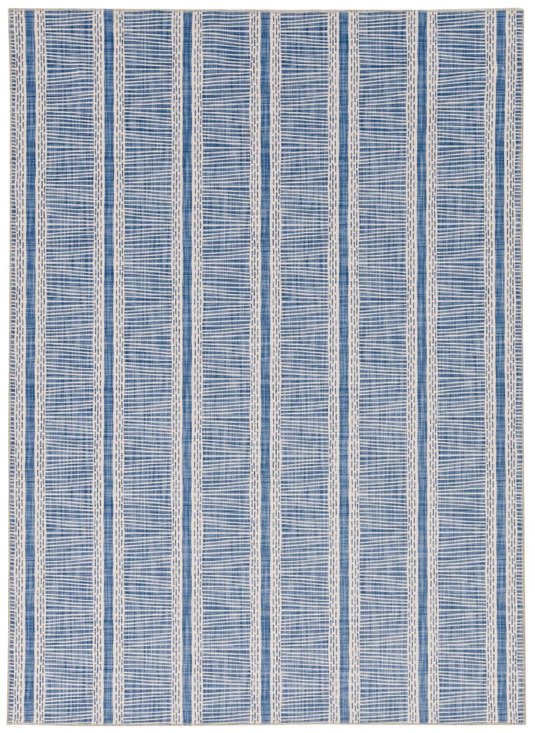 Tapis lavable Wallen 5 pi x 7 pi ivoire et bleu