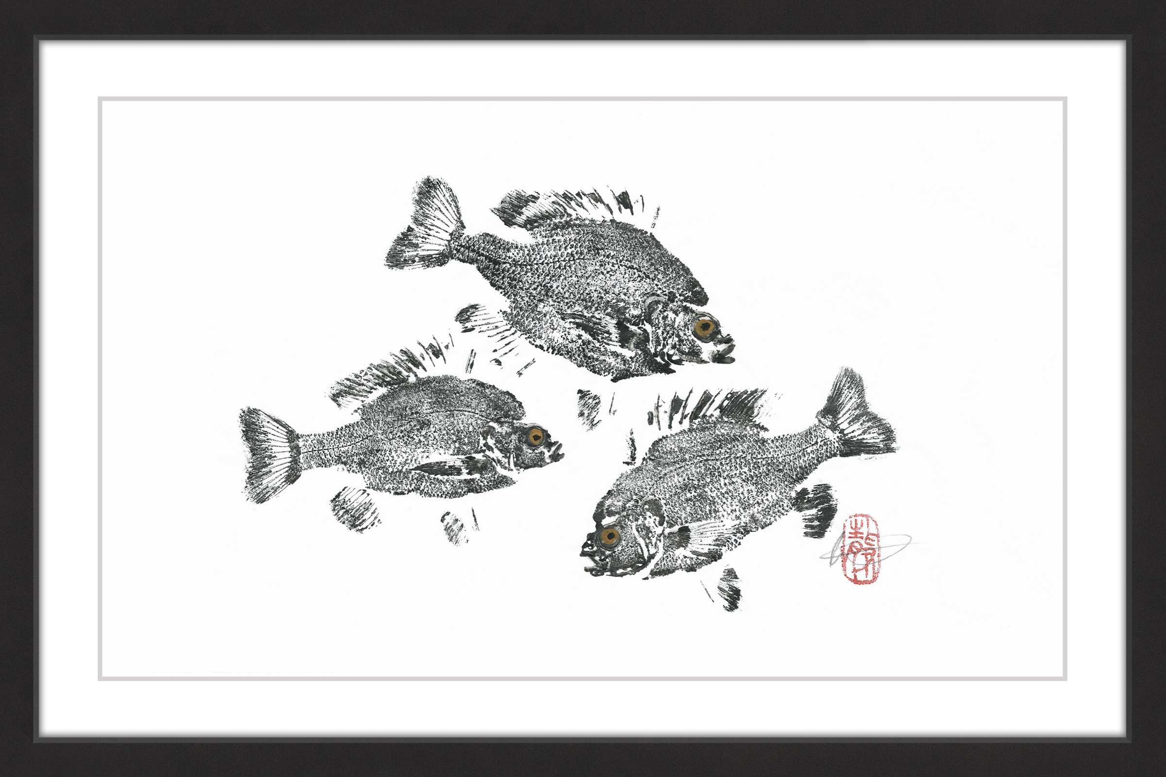 "Twirling Sunfish" Framed Painting Print
