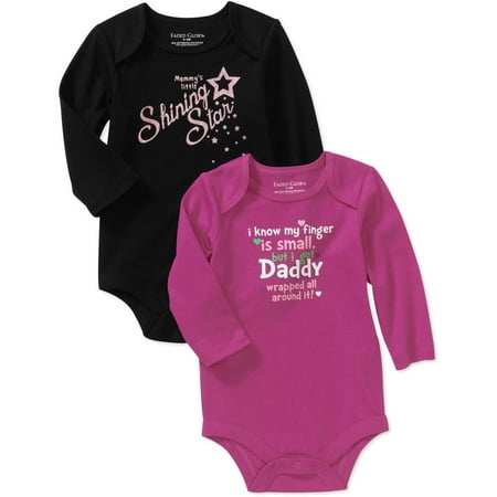 Faded Glory Newborn Girls' 2-pack Attitu