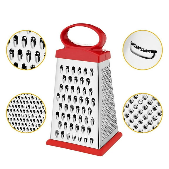 Cheese Grater Stainless Steel Mini Loaf Grater with Handle | 9in Box Grater for Garlic, Nutmeg, Chocolate, Vegetables | Four Grating Surfaces | Dishwasher Safe Efficient Kitchen Tool