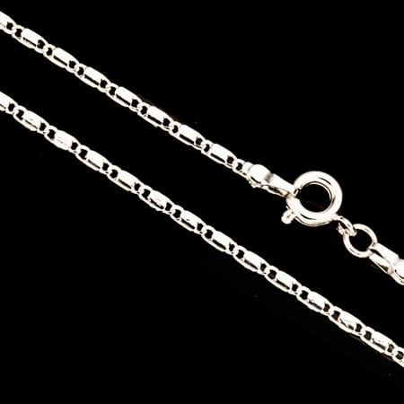 Silver Lock Chain Necklace With Springring Clasp 24Inch Silver Plated Brass 2mm Chain Width Sold per pkg of 1pcs