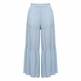 thumbnail image 4 of vdgthytj Wide Leg Pants for Women Elastic High Waist Baggy Lightweight Cotton Linen Beach Vacation Trousers(Small,Light Blue), 4 of 7