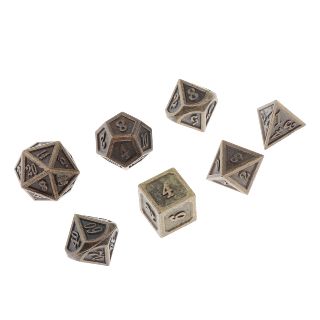 21Pcs Polyhedral Metal Dice Standard Size for Dragon Scale D&D DnD RPG Games 