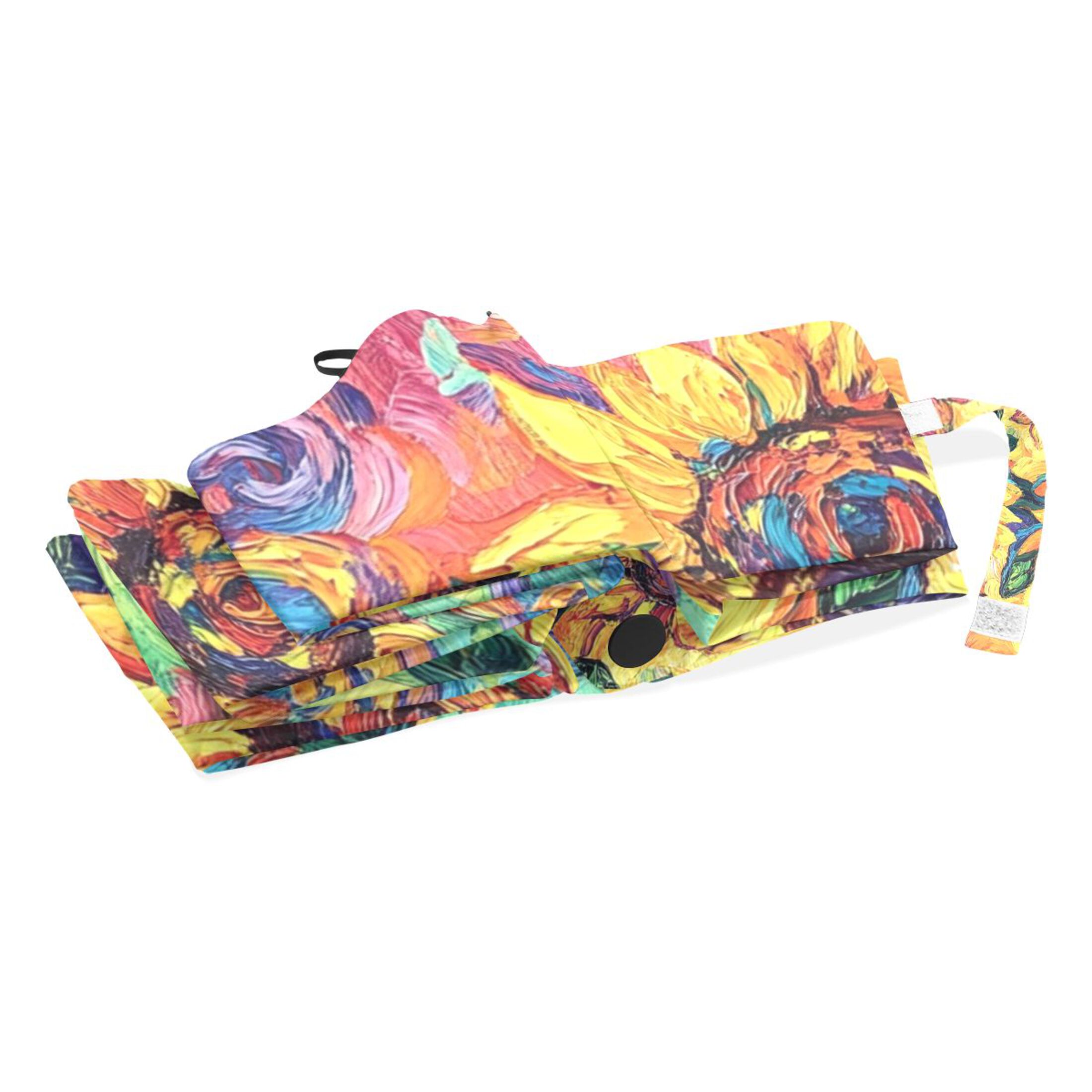 BZSMCE One-Touch Auto Open Close Rain Umbrella With Creative Vibrant Sunflowers in Bloom Pattern