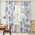 thumbnail image 4 of Blue Floral Birds Kitchen Curtains 84 Inch Length, Farmhouse Flowers Pastoral Grommet Top Bedroom Living Room Curtains, Light Filtering Cafe Curtain Drapes 2 Panels Set 84''x84'', 4 of 9