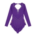 thumbnail image 4 of TiaoBug Women's Rhinestones Fringed Backless Bodyusit Latin Jazz Dance Leotard Tops Purple XXL, 4 of 6