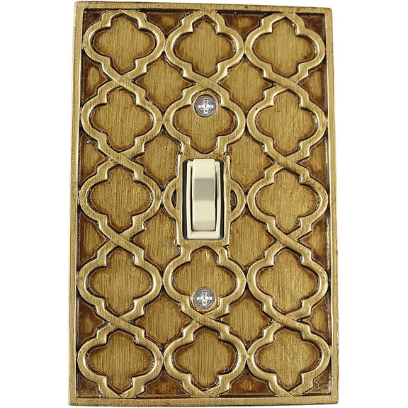 Meriville Moroccan 1 Toggle Wallplate, Single Switch Electrical Cover Plate, Antique Gold