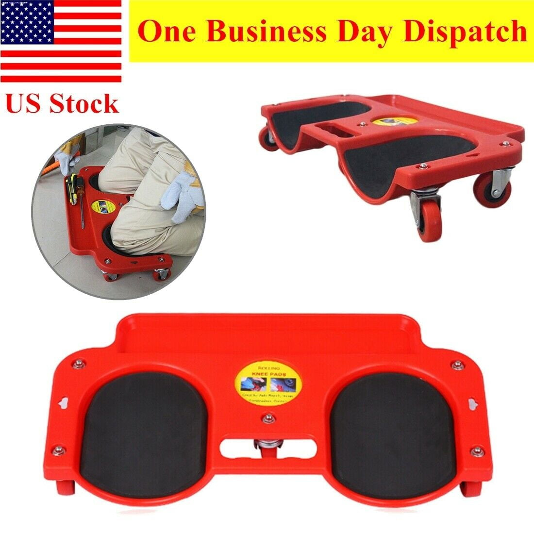 Rolling Knee Creeper Knee Pad with Foam Cushioned Knee Cups 5 Swivel