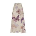 thumbnail image 5 of Women's Printed Elastic Waistband Pleated Pocket Skirt With Mid Calf Skirt Beige S, 5 of 5
