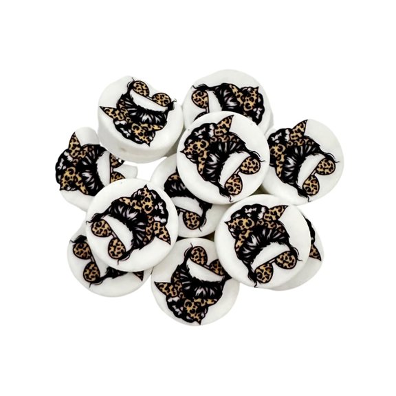Silicone Focal Bead Leopard Mom Bun Sunglasses Messy Hair  12 pk Freshie Hangers for Pens Thread Bubble Gum Sports Themed Makeup Brush