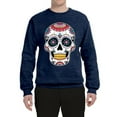 thumbnail image 2 of Wild Bobby Day Of The Dead Sugar Skull Pop Culture Unisex Crewneck Graphic Sweatshirt, Vintage Heather Navy, X-Large, 2 of 5