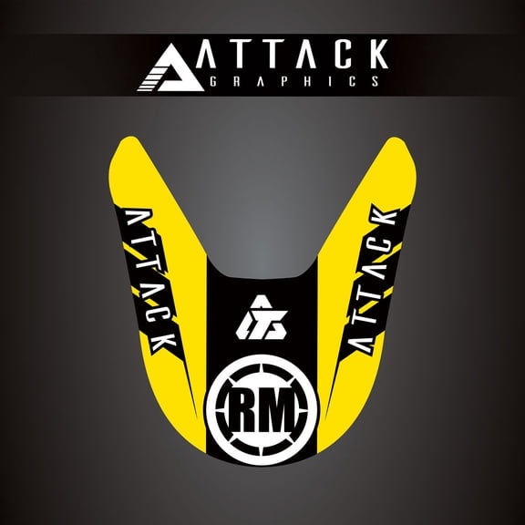 Attack Graphics Renegade Front Fender Decal Yellow for Suzuki RM250 2001-2008