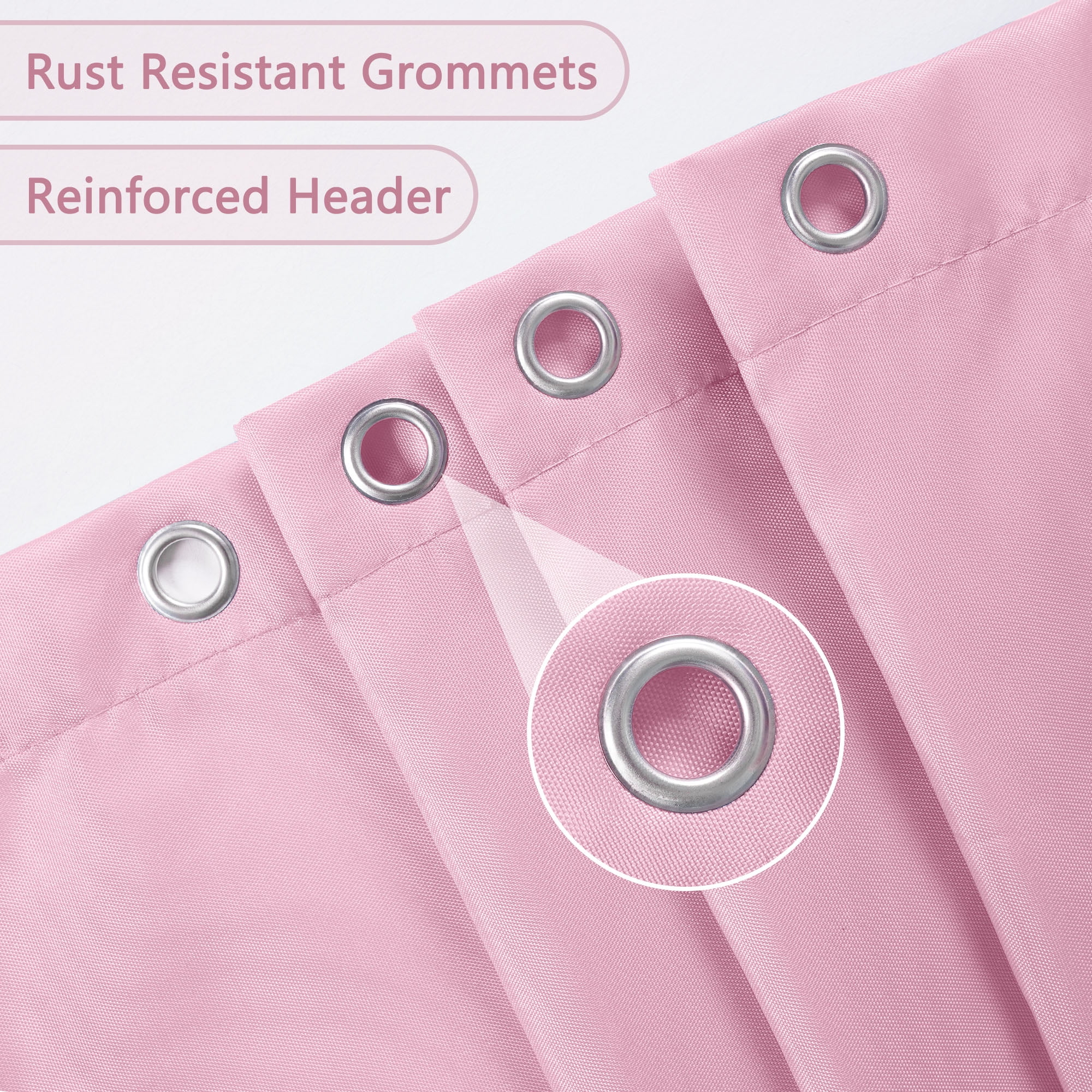 Inosoo Pink Fabric Shower Curtain,72"Wx 84"H Extra Long Waterrepellent Shower Curtain Liner  (图4)