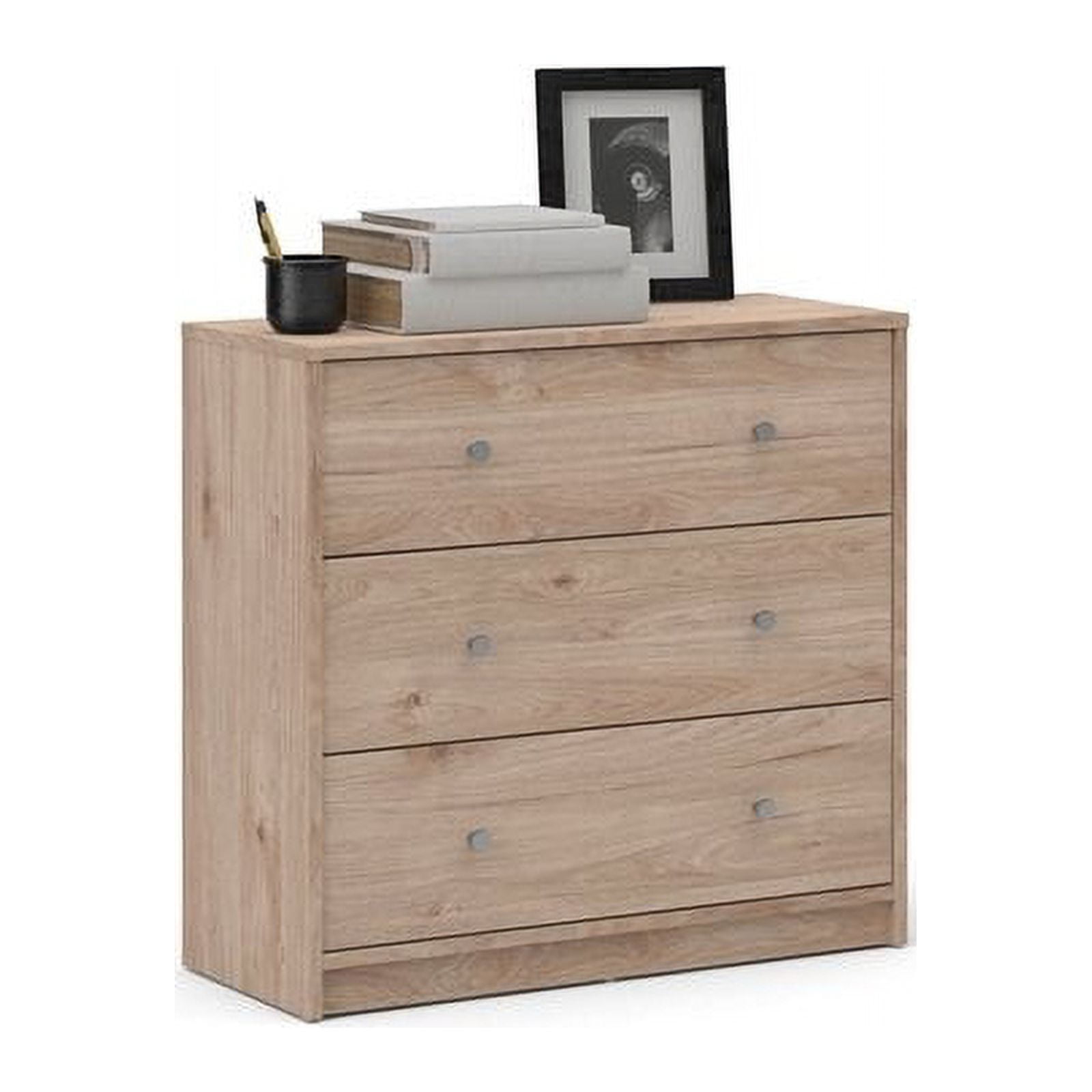 Tvilum Studio 3 Drawer Chest Dresser for Adults, Jackson Hickory