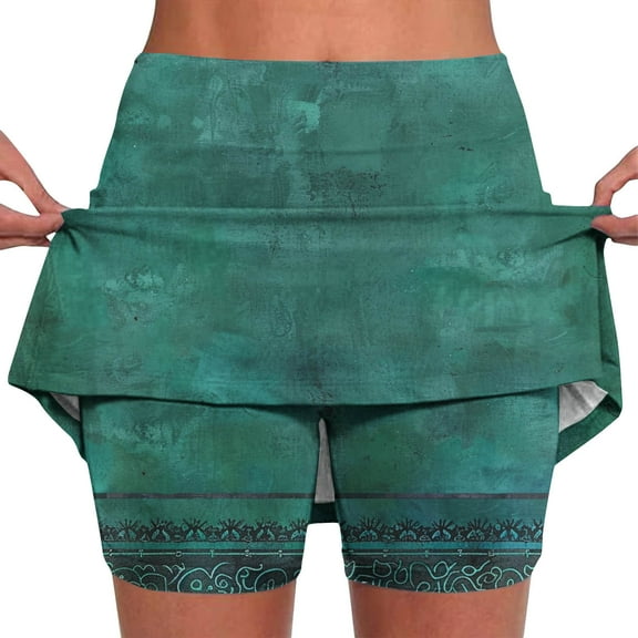 Jacenvly New Skirt with Shorts Women Casual Women's Color Mid-Waist Skirt Pants Sports Shorts Bottoming Skirt Pants Soft Satiny Multicolor