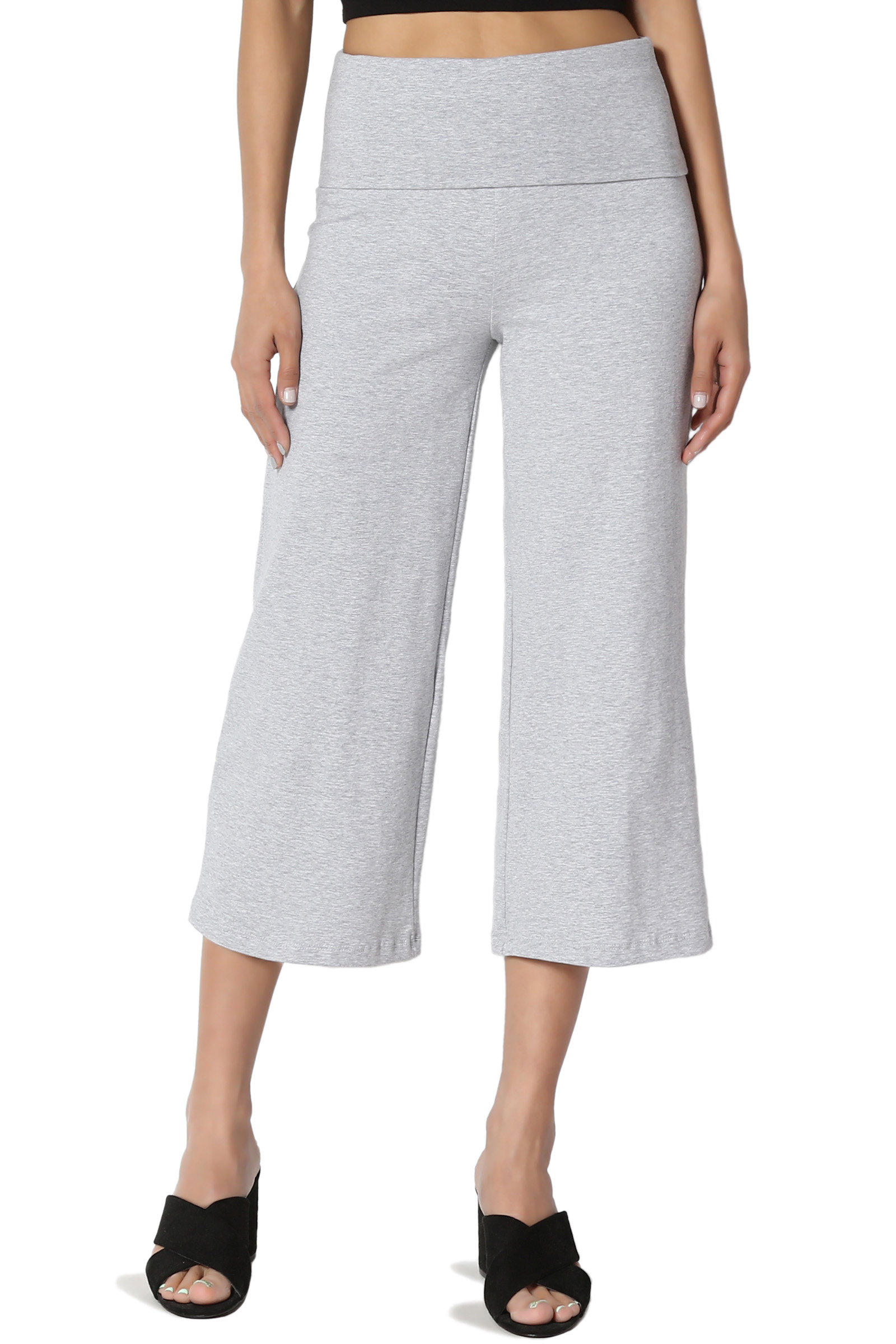 TheMogan Women's PLUS Foldover Waistband Thick Stretch Cotton Crop