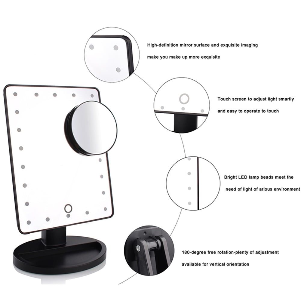 Lowestbest Girls LED Make Up Mirror, Smart Touch Screen LED Makeup Mirror with 12 Light for Night, White Lowestbest Girls LED Make Up Mirror, Smart Touch Screen LED Makeup Mirror with 12 Light for Night, White