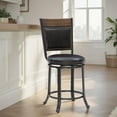 thumbnail image 2 of Linon Franklin Metal Swivel 24" Upholstered Counter Stool in Rustic Umber Brown, 2 of 14