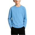 thumbnail image 3 of Kids Solid Color Round Neck Long Sleeve Top, Casual Pullover Base Shirt for Boys Girls 2-13 Years, 3 of 8