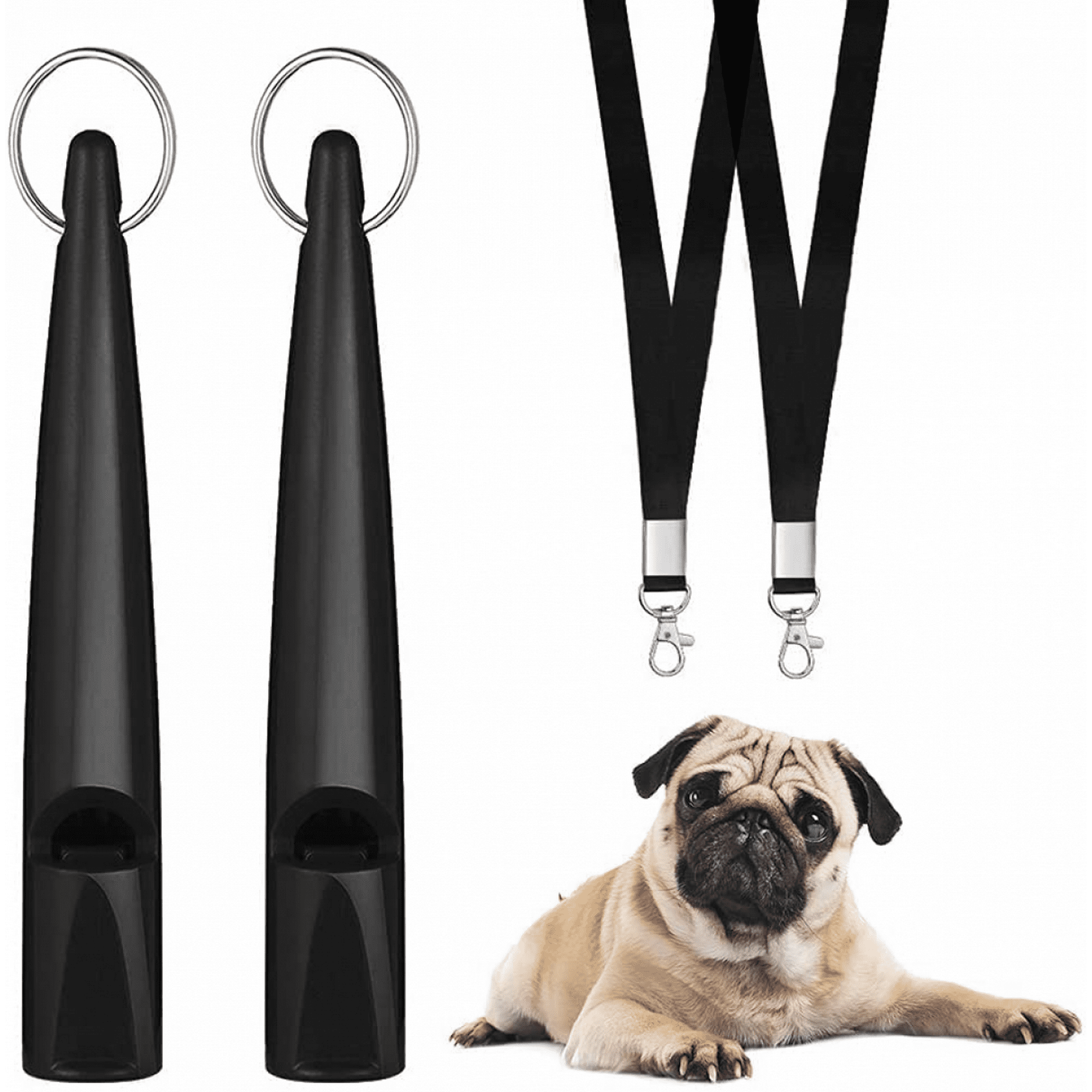 2 PCS Dog Whistle to Stop Barking Neighbors Dog Silent Whistles Easy to Carry Professional Dog Training Tool with Black Lanyard Black Walmart