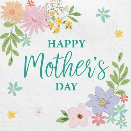 Happy Mother's Day Luncheon Paper Napkins - 6.5" x 6.5" - 16 Pack (51004416)