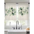 thumbnail image 3 of Semi Sheer Window Curtains 54 Inches Long, Green Eucalyptus Leaves Rod Pocket Silky Chiffon Curtain Treatment Drapes for Kitchen, Living Room, Farmhouse Rustic Botanical Burlap 52"x54", 2 Panels, 3 of 9