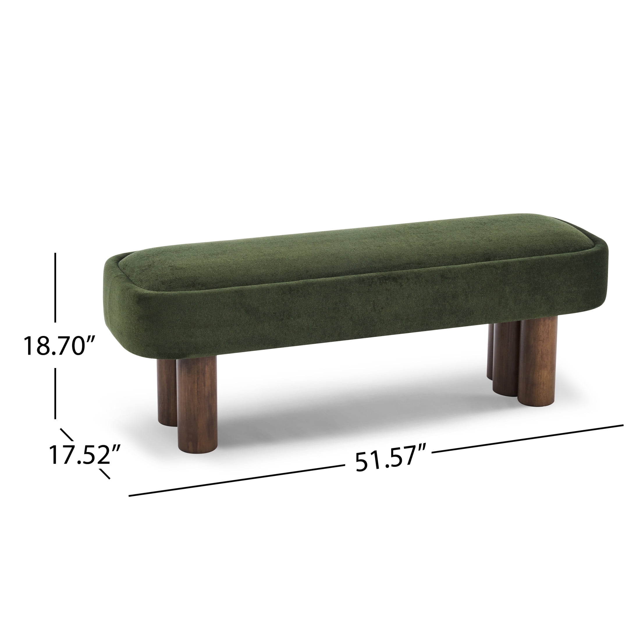 Christopher Knight Home 51.57" Upholstered Dining Bench with Wooden Legs, Chic Modern Design, Green