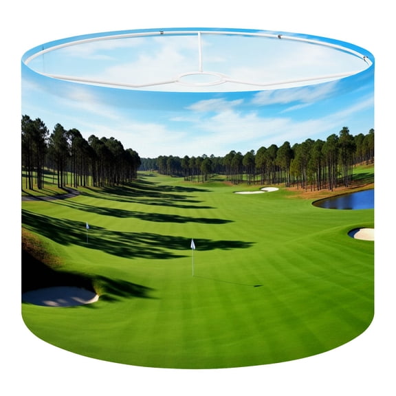 Linen Drum Lampshades Tranquil Golf Course Green Scenic Trees 13"x13"x10" Light Shade for Table Lamps Floor Lamp Shades Lampshade Replacement Assembly Required