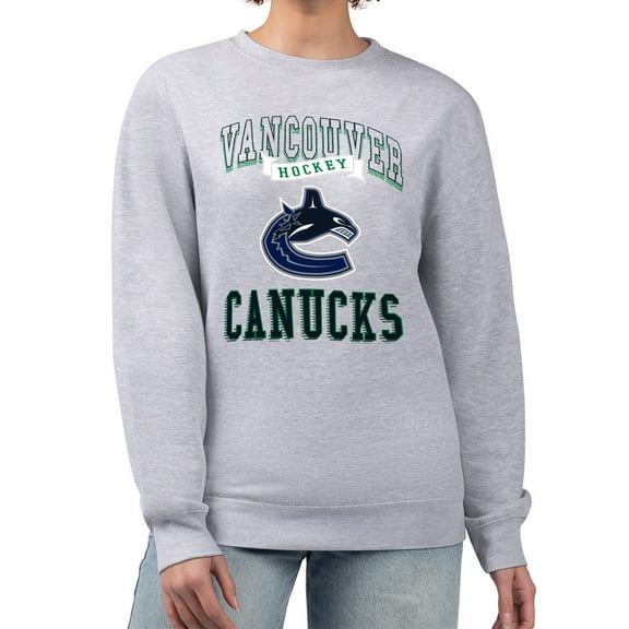 Women's G-III 4Her by Carl Banks Heather Gray Vancouver Canucks Team Logo Tri-Blend Fleece Pullover Sweatshirt
