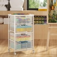 thumbnail image 2 of 4-Drawer Rolling Storage Cart, Utility Cart with Drawers, White Metal Craft Cart Organizer with Wheels & Wooden Top, Art Supply Storage Organizer for Classroom, Office, Kitchen,Patent Pending, 2 of 16