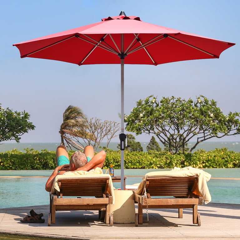 Costway 9' Patio Market Umbrella Outdoor Table Aluminum Crank W/8