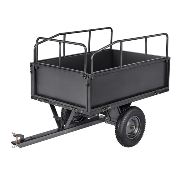 Steel Dump Cart 17 Cu Ft 600LB ATV UTV Trailer Tow Behind Heavy Duty Garden Utility
