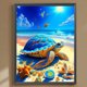 thumbnail image 3 of Pintura de diamante 5D DIY Kit de taladro redondo completo Decoración de tortuga de playa (sz4246), 3 of 9