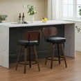 thumbnail image 4 of Yardi Yarda Swivel Bar Stools Set of 2, 26" Upholstered Faux Leather Counter Height Barstools with Walnut Back & Bentwood Legs, Mid Century Modern Bar Chairs, Black, 4 of 14