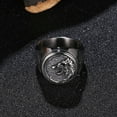 thumbnail image 5 of Mens Vintage Wolf Totem Ring Titanium Steel Wide Band Animal Head Fashion Jewelry Durable Statement Ring Style, 5 of 5