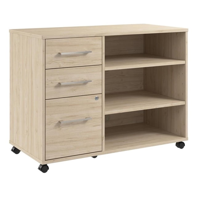Hustle Armoire de Rangement de Bureau avec Roues en Orme Naturel - Bois d'Ingénierie