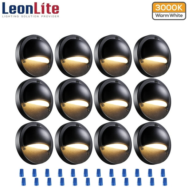 LEONLITE 12Pack Low Voltage Deck Lights, 2.3W LED Landscape Step Stair