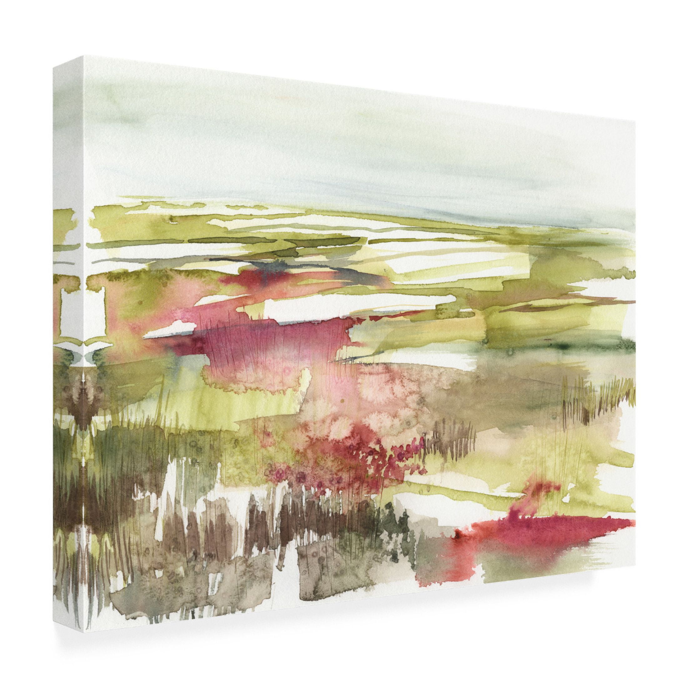 Canvas Wall Art - Jennifer Goldberger 'Burgundy Flower Horizon II' Wall Art for Living Room, Bedroom, or Office Décor by Trademark Fine Art - 24 x 18 Inches