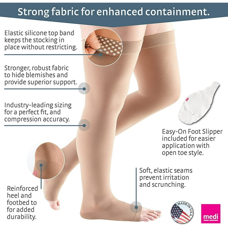 mediven plus for Men & Women, 20-30 mmHg Thigh High Open Toe Compression  Stockings, Beige, V-Standard